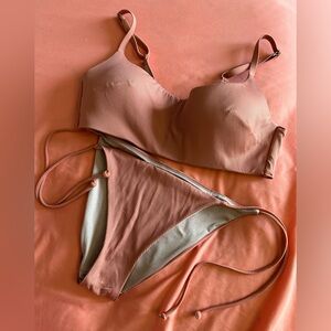 Victoria Secret Bikini - worn twice - mauve ribbed top (L) and bottom (M)
